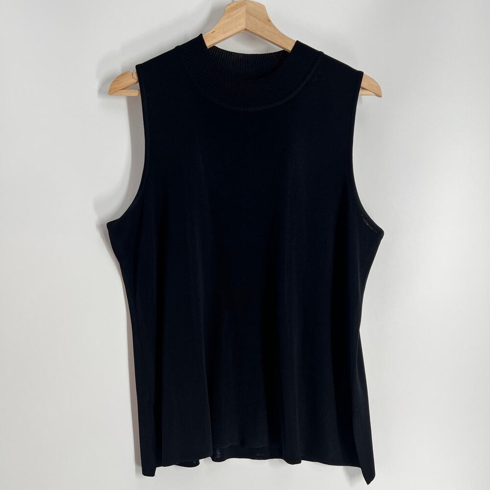 Exclusively Misook Sleeveless Mock Neck Knit Top Sweater Womens XL Black Stretch
